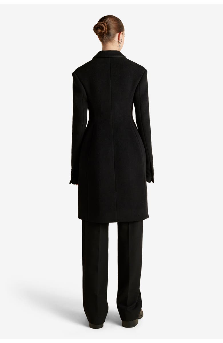 Marina Moscone Wool Basque Tailored Overcoat, Alternate, color, Black