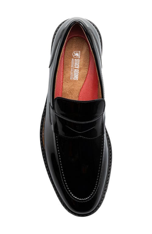 Stacy Adams Hazleton Apron Toe Lugged Penny Loafer In Black