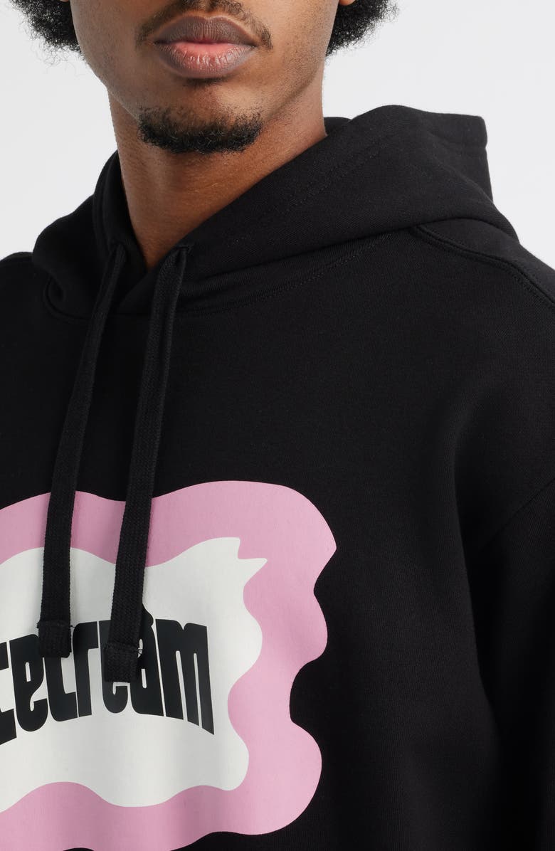 ICECREAM Flag Logo Cotton French Terry Graphic Hoodie, Alternate, color, Black