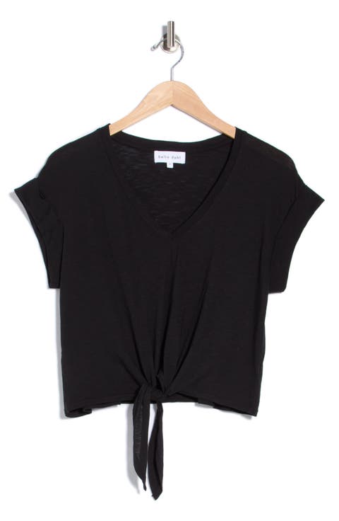 Tie Front V-Neck T-Shirt