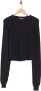 Renee C Open Sleeve Rib Knit Crewneck Sweater