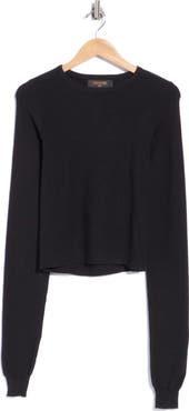 Renee C Open Sleeve Rib Knit Crewneck Sweater