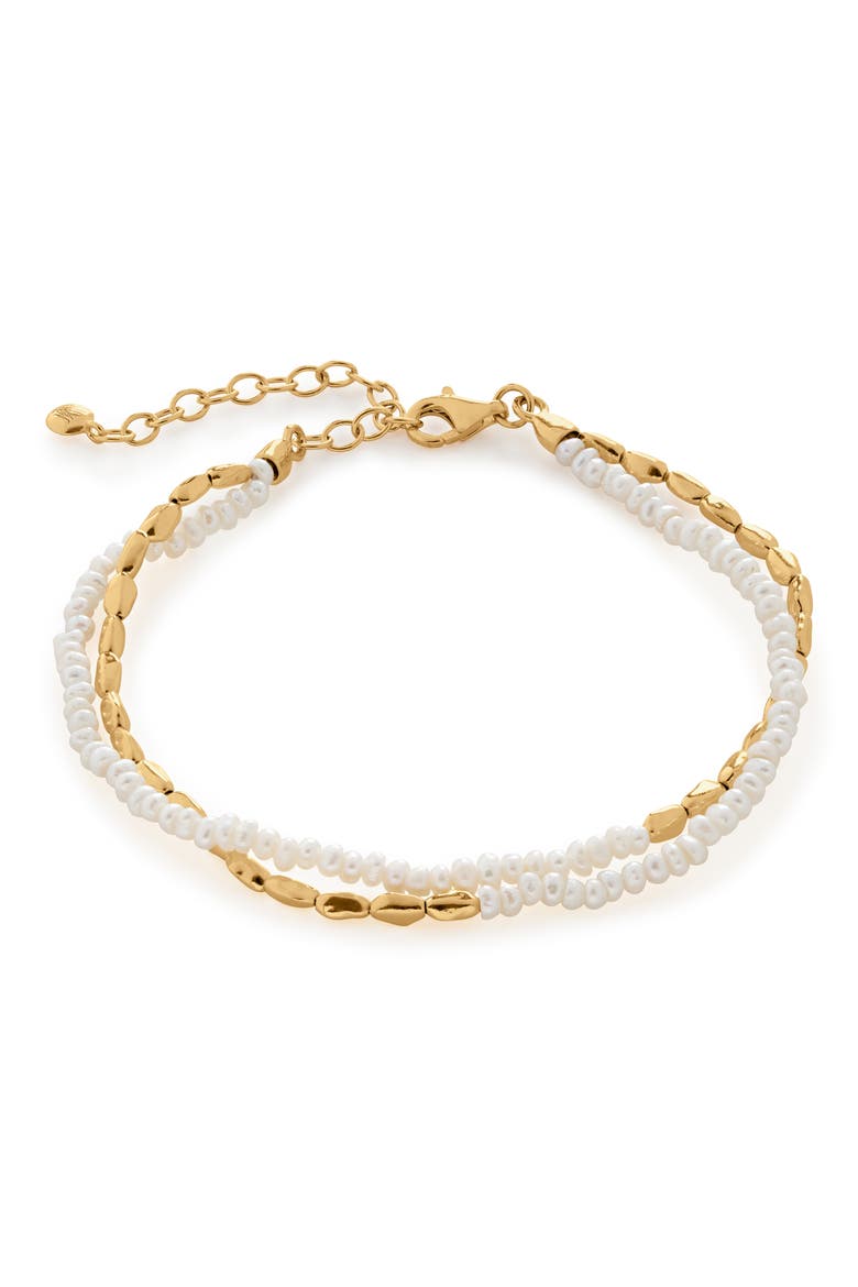 Mini Nugget Beaded Layered Bracelet, Main, color, 18CT GOLD VERMEIL/SS