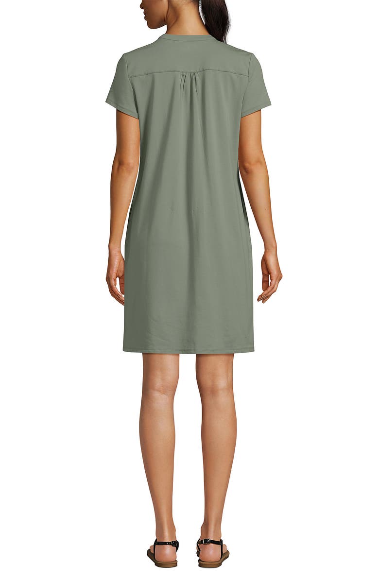 Lands' End Cotton Modal Pintuck Short Sleeve Dress, Alternate, color, Sage