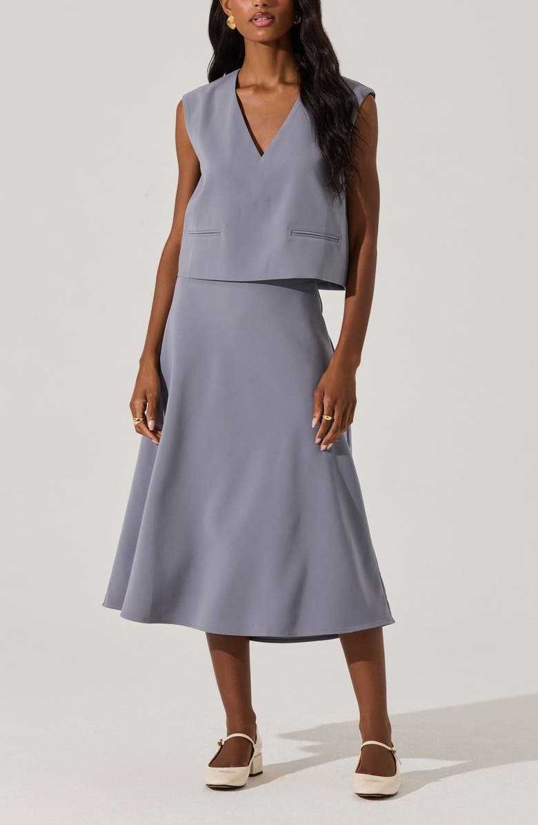 ASTR the Label Flared Midi Skirt, Alternate, color, Blue