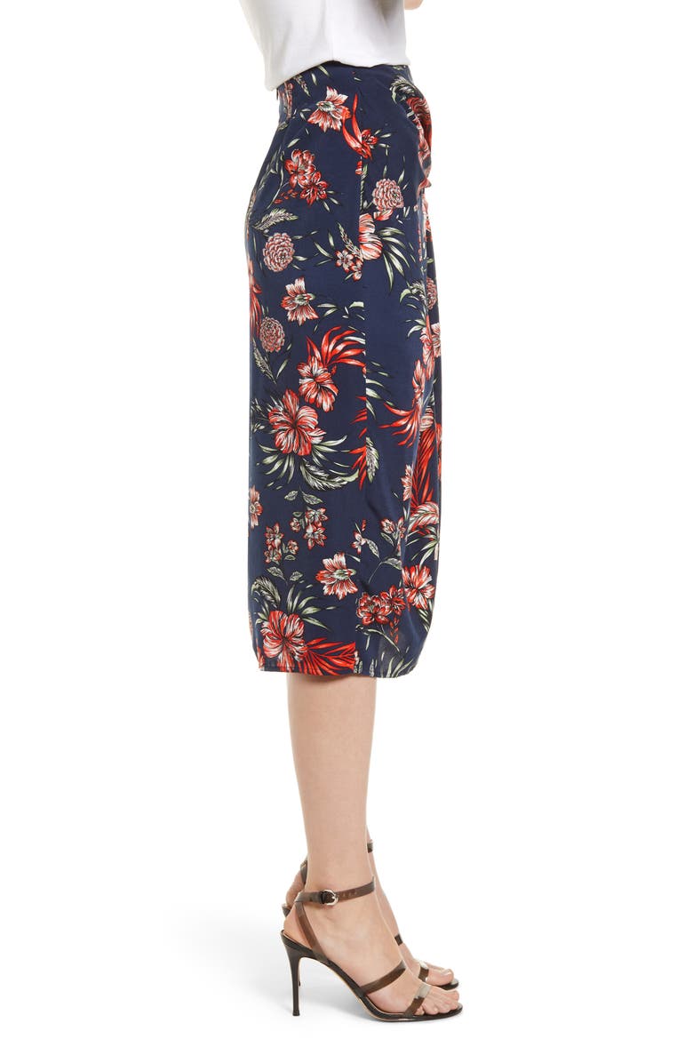 Stateside Hawaiian Floral Print Twist Skirt, Alternate, color, 