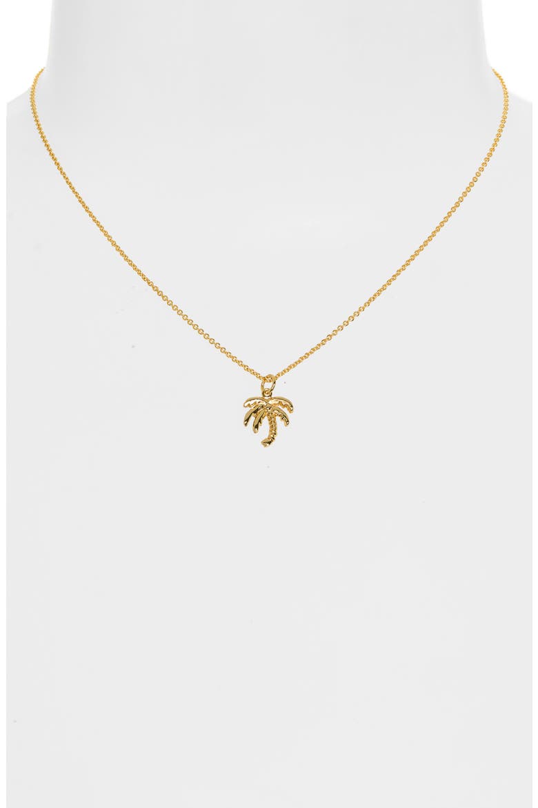 Coco Palm Tree Pendant Necklace, Alternate, color, GOLD