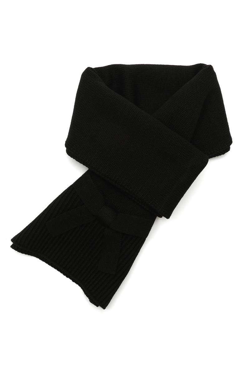 Kate Spade New York bow trim scarf, Alternate, color, Black