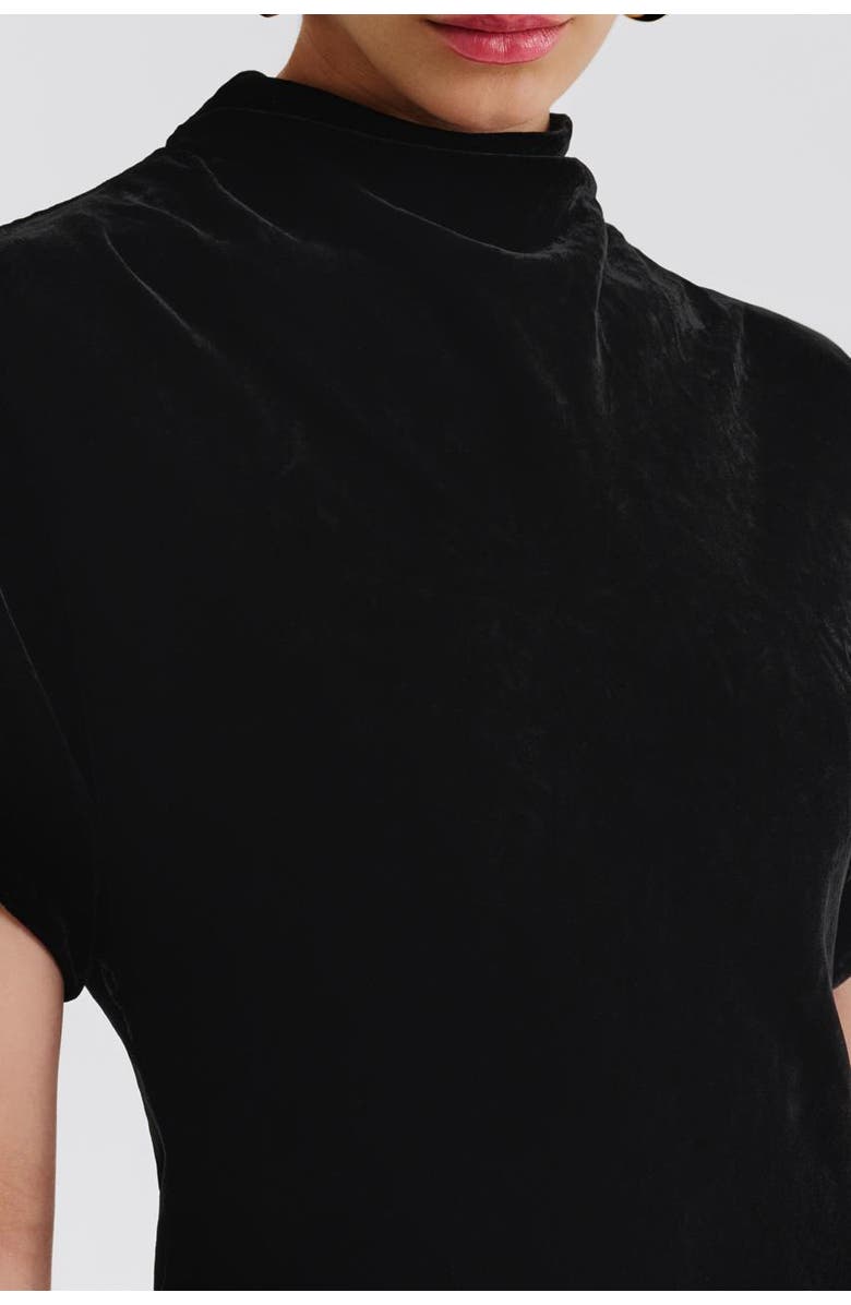 Malina Alivia Short Sleeve Velvet Midi Dress, Alternate, color, Black