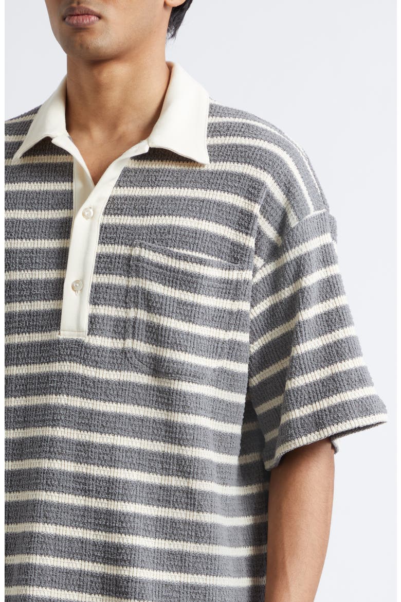 Gym Stripe Bouclé Polo, Alternate, color, GREY