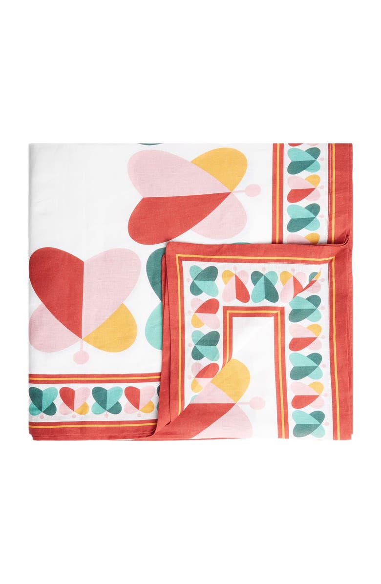 La DoubleJ Large Tablecloth (180X350) Farfalle Ring Multicolor, Main, color, Farfalle Ring Multicolor
