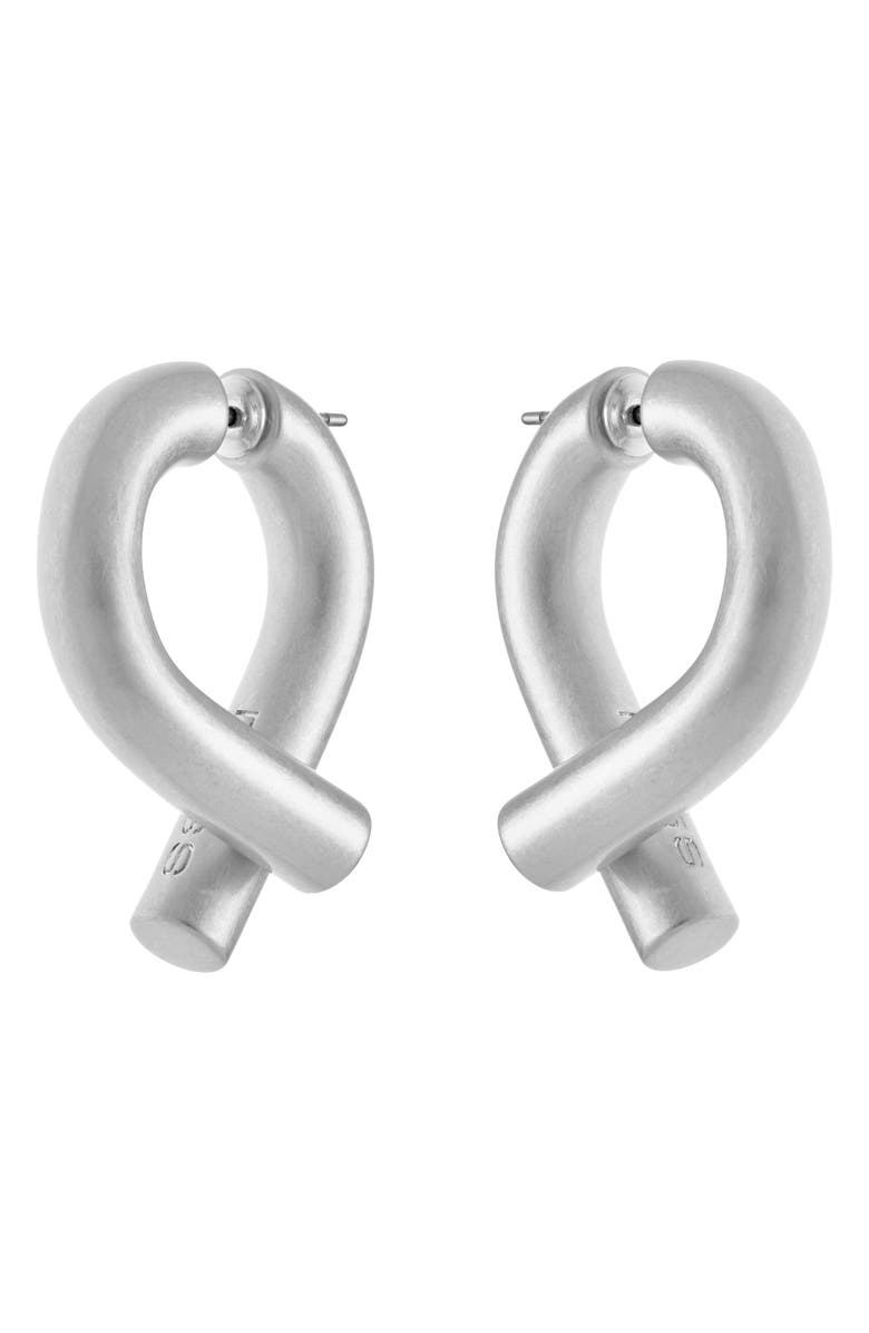 Reiss Taylor Tubular Metal Twist Front/Back Earrings, Alternate, color, Silver Tone