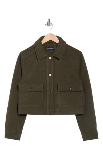 Love Token Xochi Crop Shirt Jacket In Green