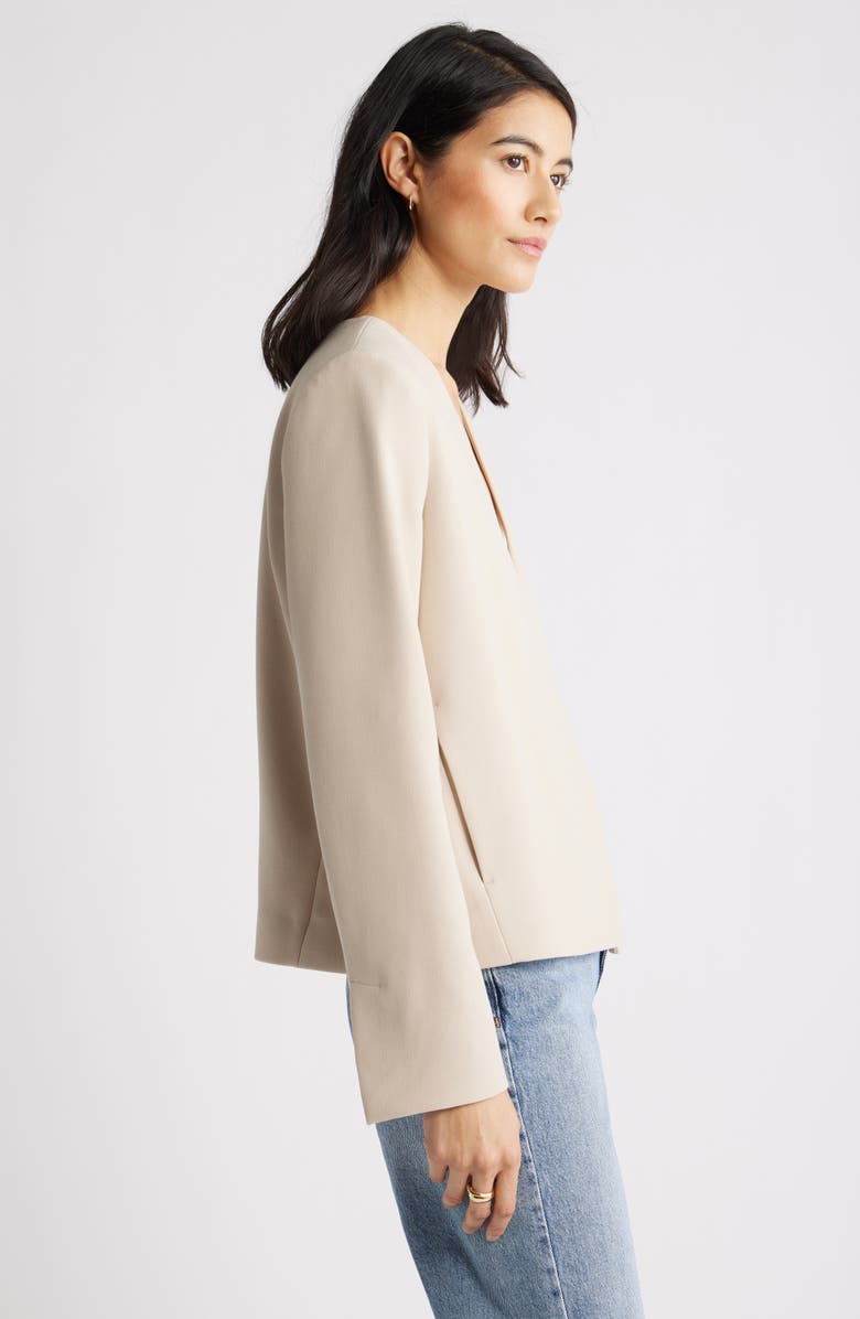 Nordstrom Collarless Blazer, Alternate, color, Beige Humus