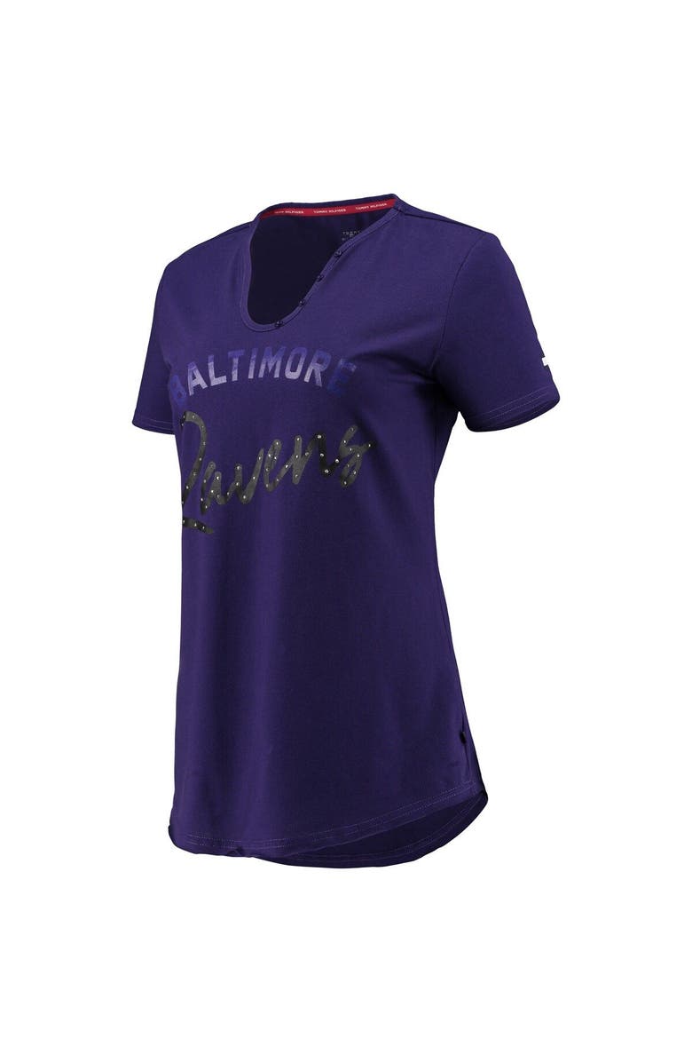 Tommy Hilfiger Women's Tommy Hilfiger Purple Baltimore Ravens Riley V-Neck T-Shirt, Alternate, color, 