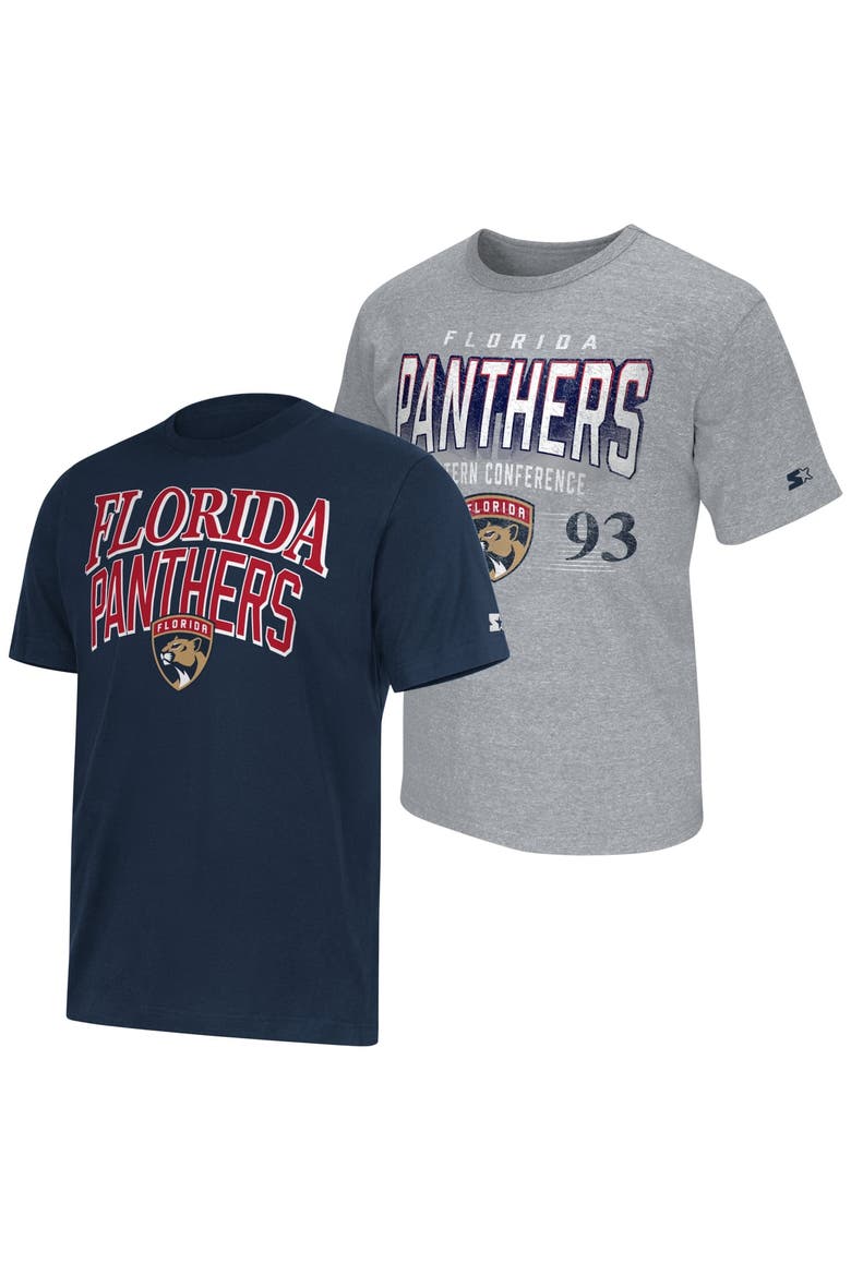 Men's Starter  Navy/Heather Gray Florida Panthers Two-Pack T-Shirt Set, Main, color, Navy