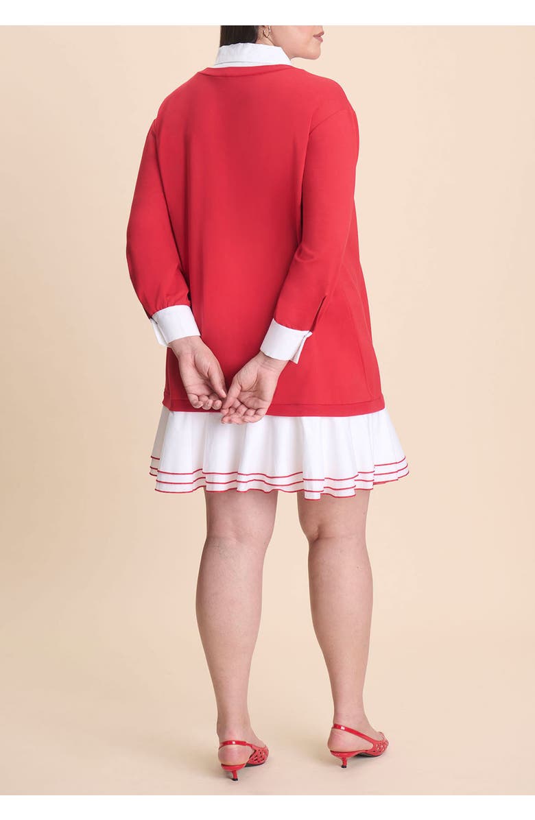 ELOQUII Twofer Mini Shirt Dress, Alternate, color, Savvy Red Bright White