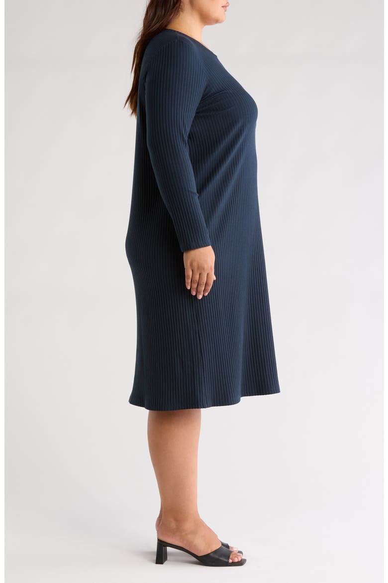 Long Sleeve Rib Dress, Alternate, color, DEEP ADRIATIC
