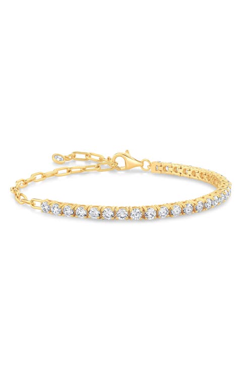 Cubic Zirconia Bar Cable Chain Bracelet