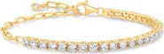 Crislu Cubic Zirconia Bar Cable Chain Bracelet