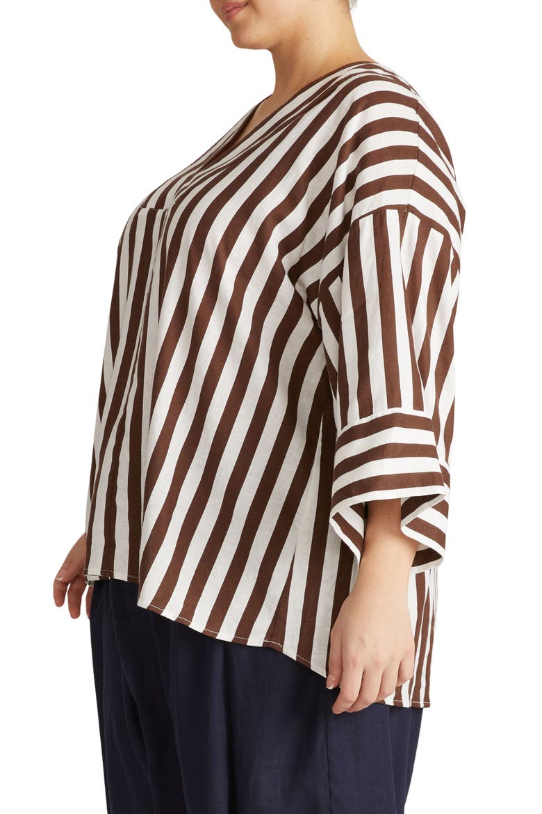 Elio Print Linen Blend Top, Alternate, color, PEPPERCORN STRIPE