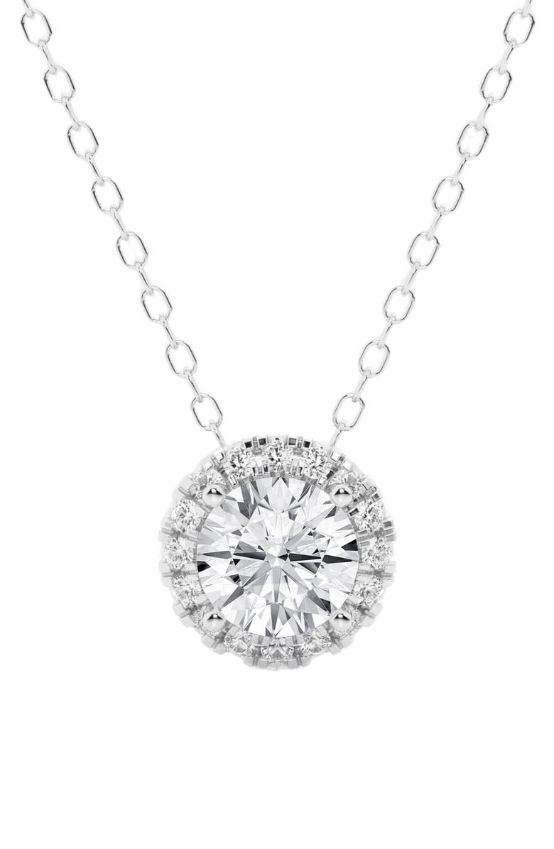 Badgley Mischka Collection Lab Created Diamond Halo Necklace - 1.75ctw, Main, color, 0.33 Ctw White Gold