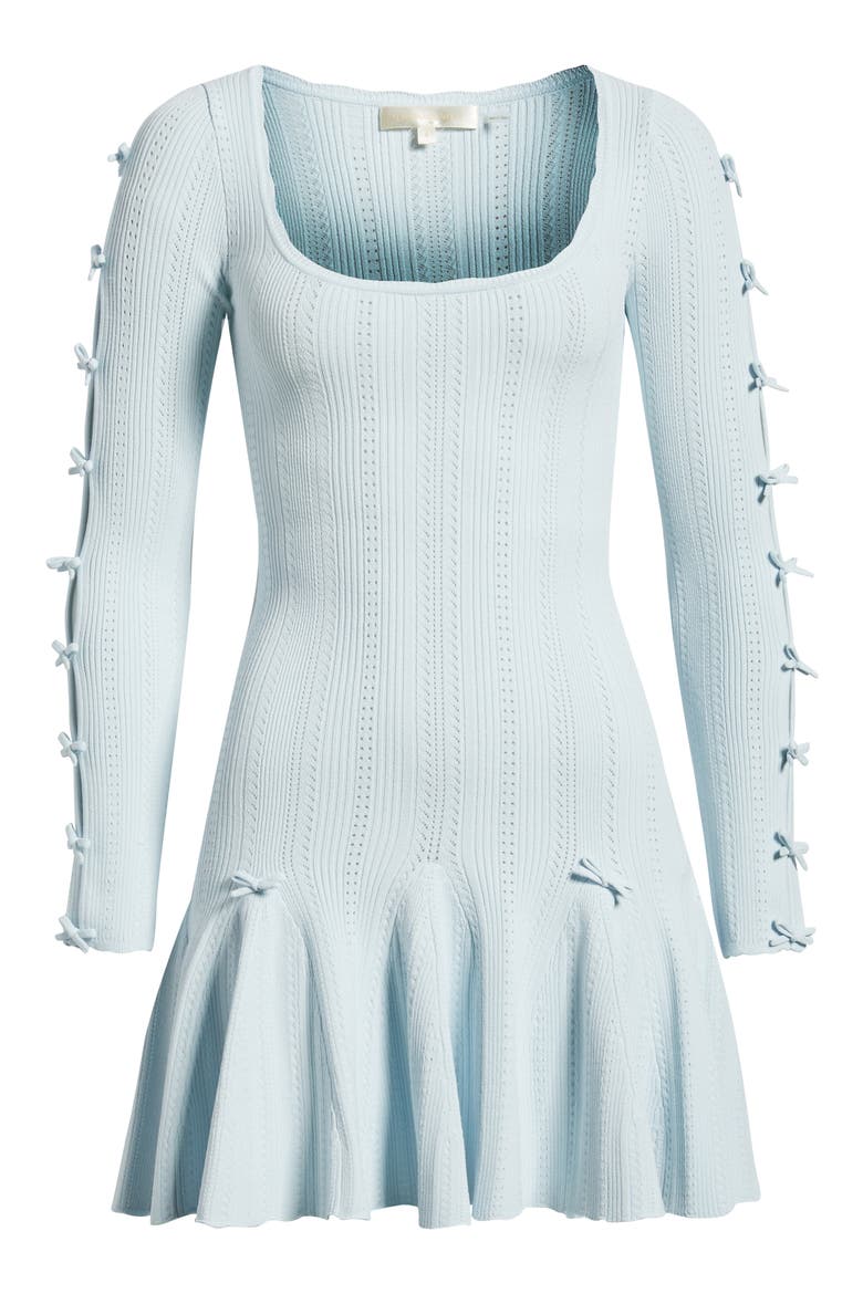 Seychelle Bow Long Sleeve Knit Minidress, Alternate, color, ICICLE BLUE