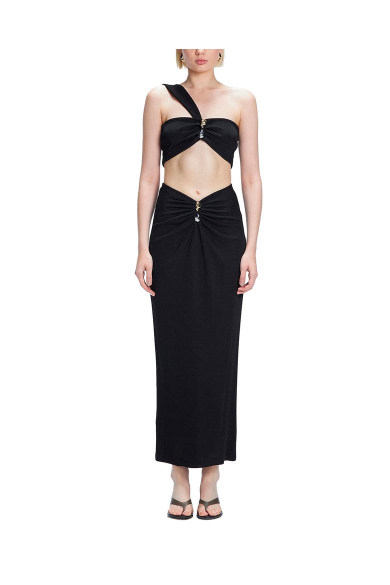Esmeralda Maxi Skirt with Front Ruched Detail, Main, color, Black