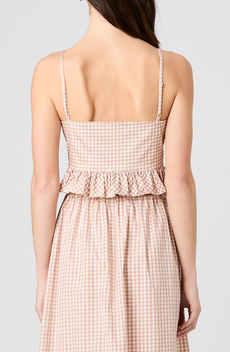 French Connection Lilah Gingham Crop Camisole, Main, color, Petite Gingham Almond Nude