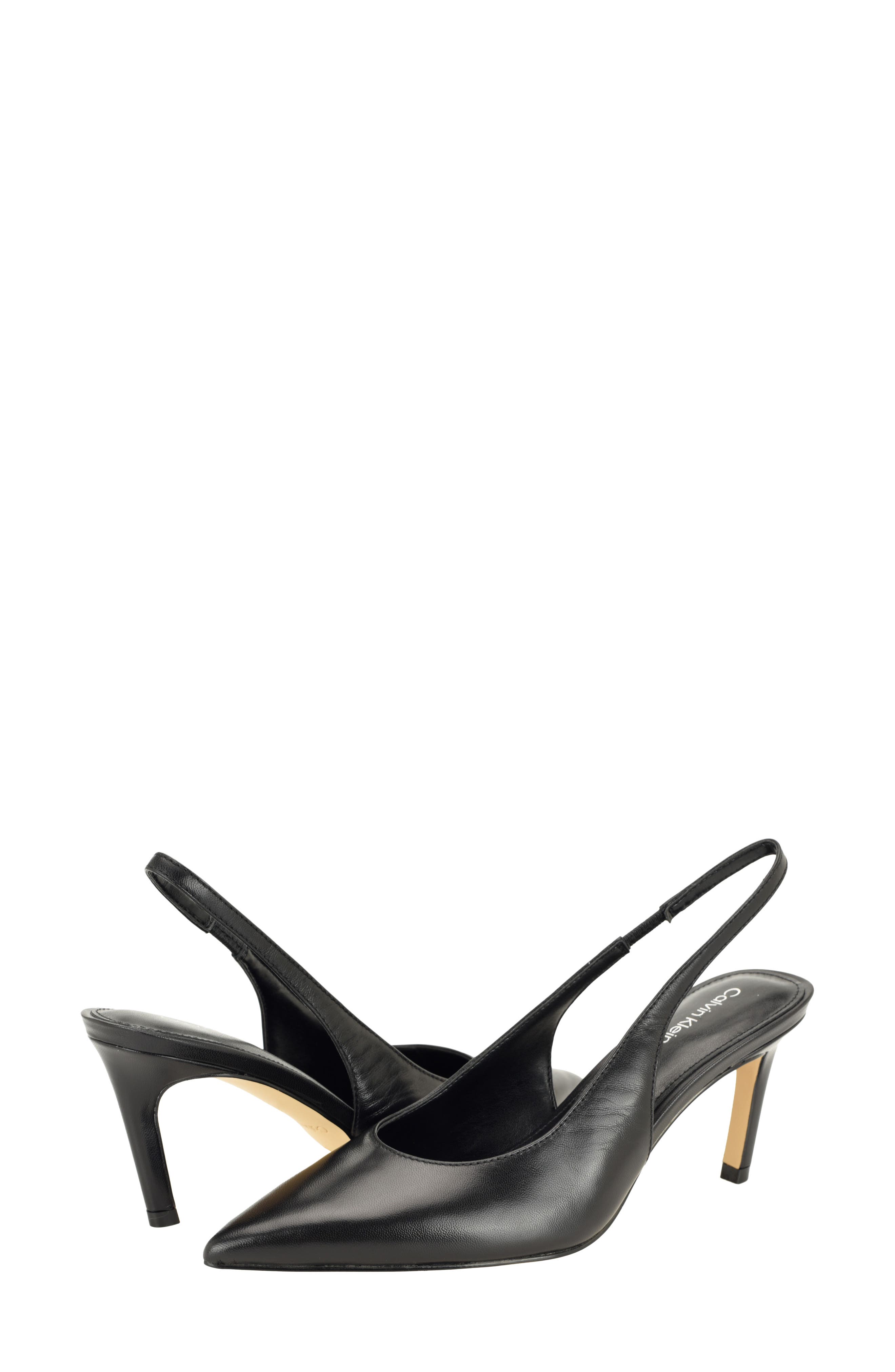 Biancya Leather Slingback Pump, Alternate, color, BLACK LEATHER