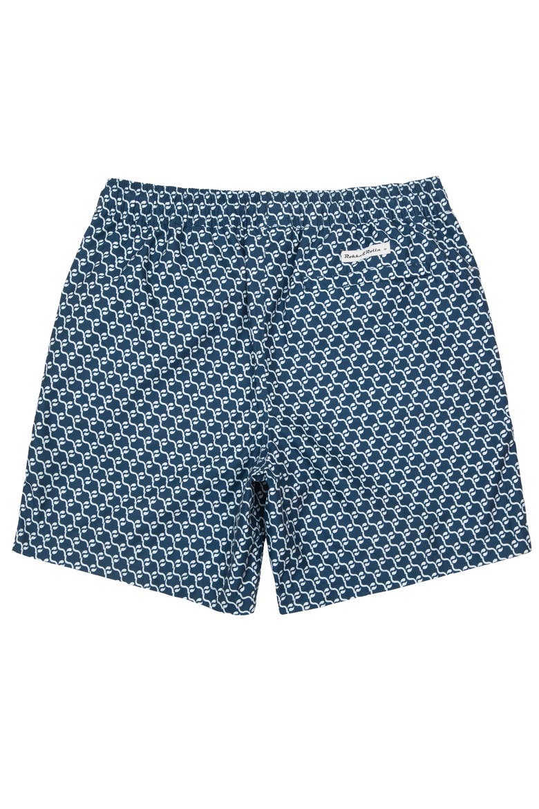 Men's 7" Compression Liner Swim Trunks with Back Zipper Pocket, UPF 50+, Alternate, color, Navy Print