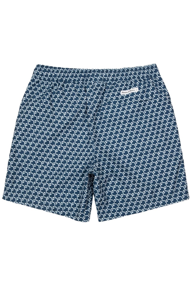 Rokka&Rolla Men's 7" Compression Liner Swim Trunks with Back Zipper Pocket, UPF 50+, Alternate, color, Navy Print
