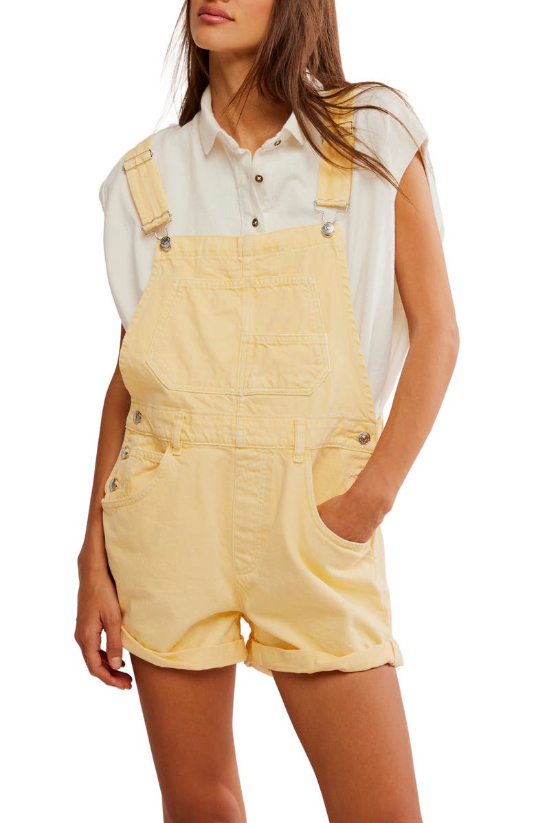 Free People Ziggy Shortalls, Alternate, color, Lemon Drop