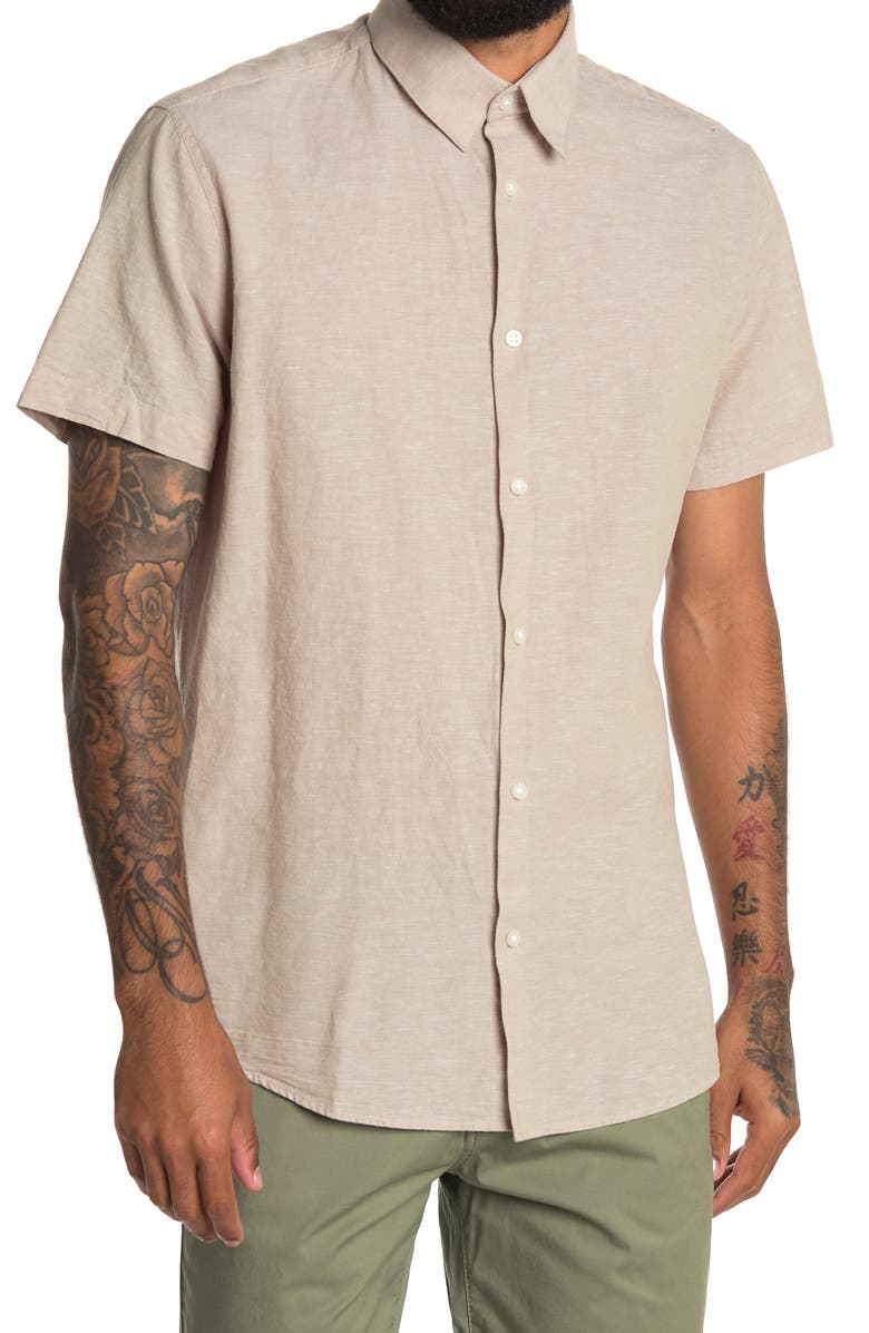 Selected Homme Linen Blend Woven Top, Main, color, 