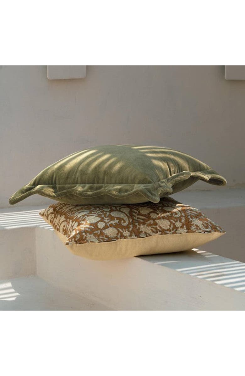 Mela Artisans Floral Blockprint Pillow - Cover Only, Alternate, color, Blue