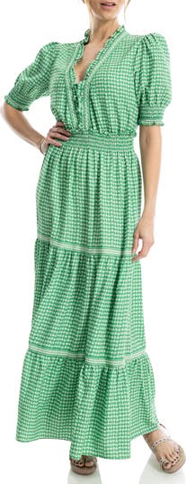 MAX STUDIO Floral Short Sleeve Tiered Maxi Dress | Nordstromrack