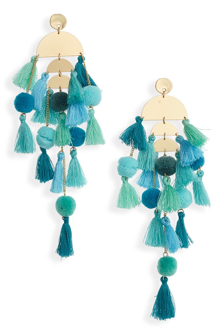Calypso Tassel Earrings, Main, color, GOLD/ TURQUOISE