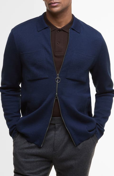 Croscombe Cotton & Merino Wool Blend Zip Cardigan