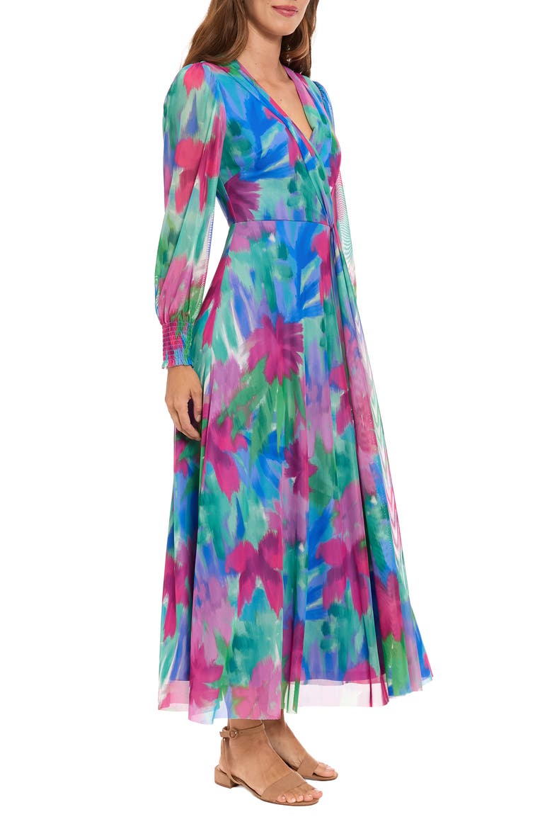 Long Sleeve Mesh Maxi Dress, Alternate, color, PINK/ BLUE