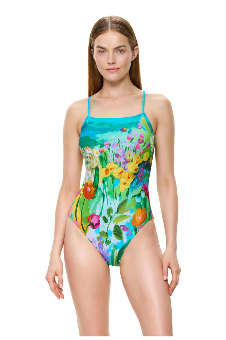 Monet's Garden Scoop Neck One Piece, Main, color, Multi