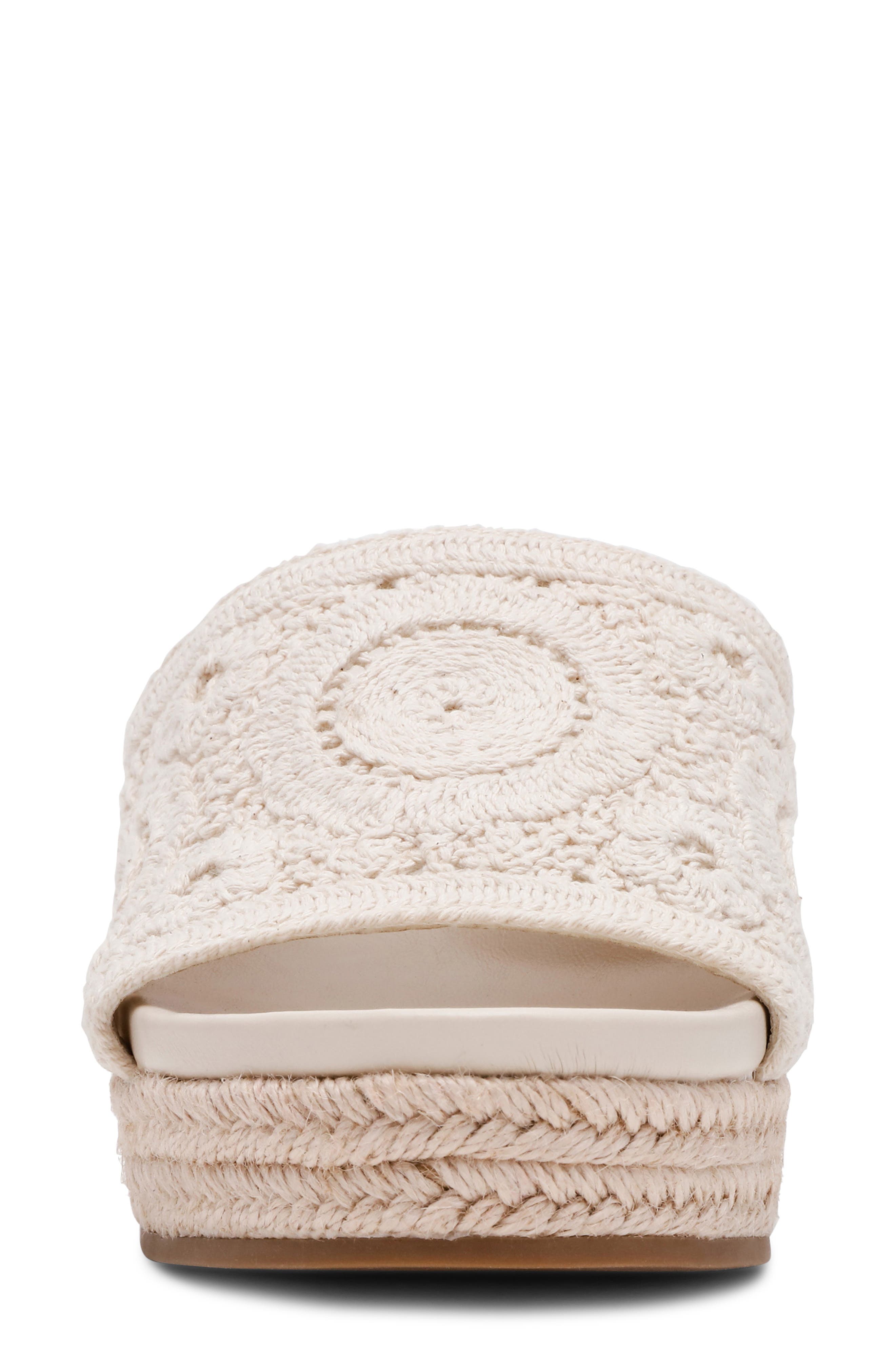 Anne Klein Effy Espadrille Slide Sandal, Alternate, color, Creme Crochet