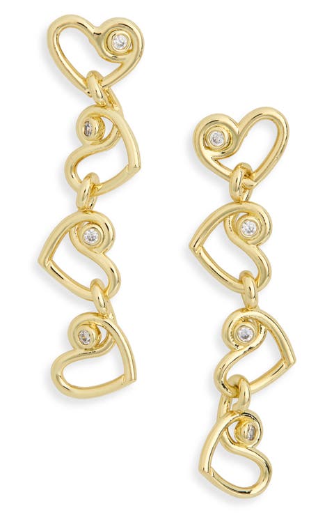Hearts Cubic Zirconia Linear Drop Earrings