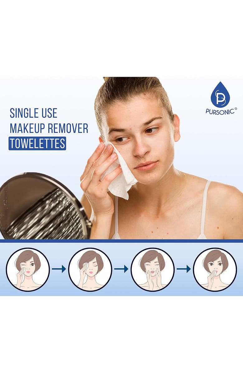 PURSONIC Makeup Removal Wipes 12 Pack, Alternate, color, Pink