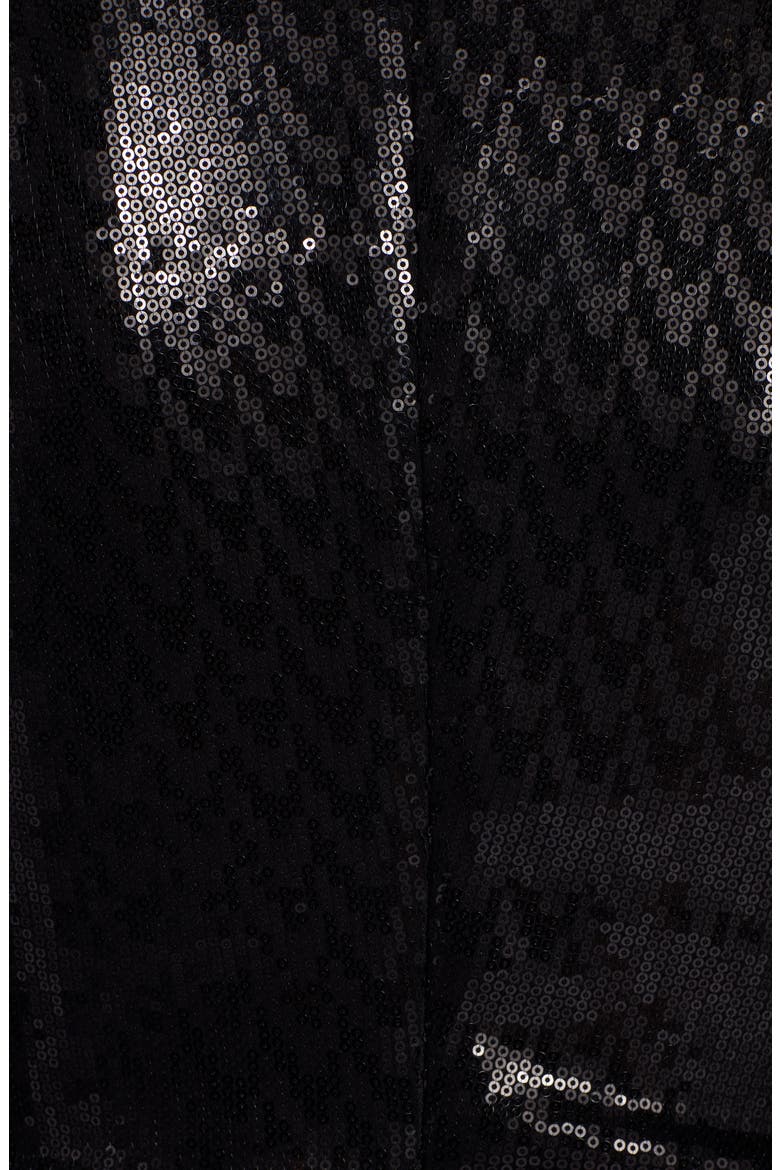 Puff Shoulder Sequin Long Sleeve Minidress, Alternate, color, BLACK