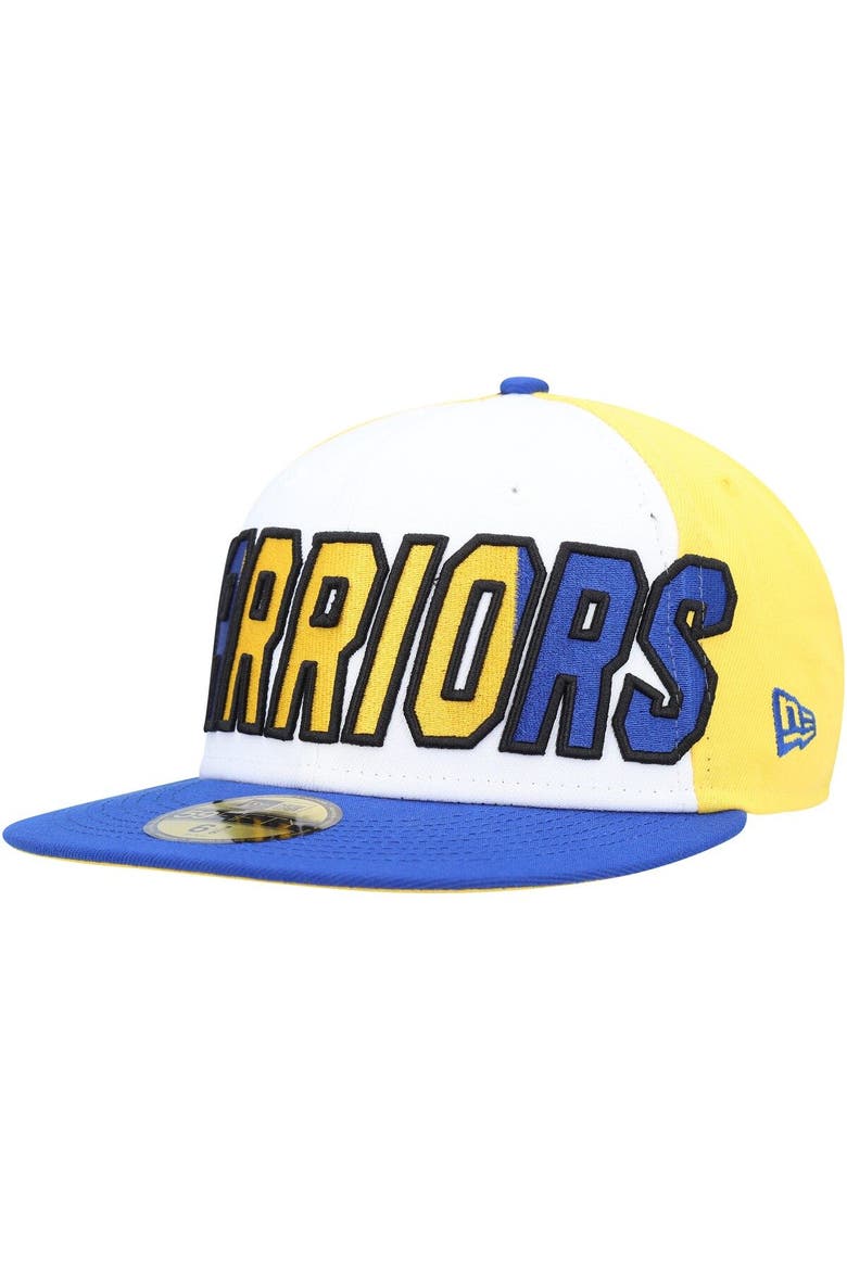 Men's New Era  White/Royal Golden State Warriors Back Half 9FIFTY Fitted Hat, Alternate, color, White