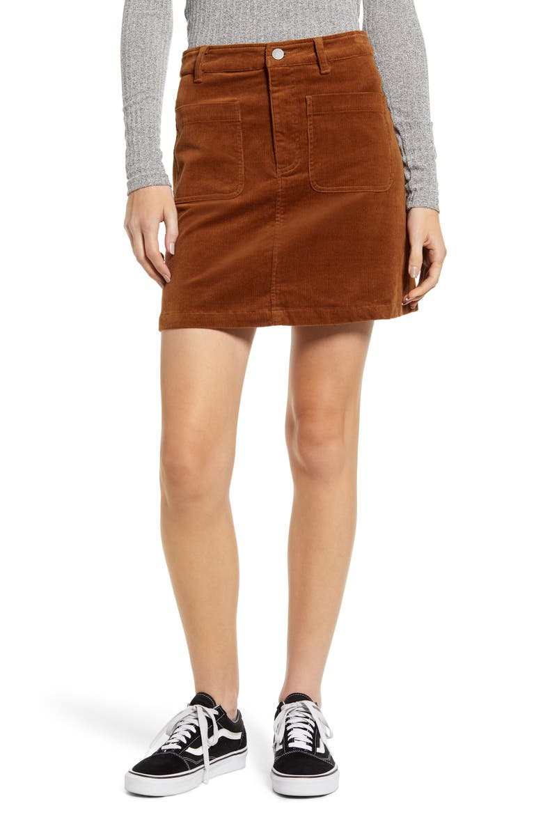 Corduroy Miniskirt, Main, color, BROWN DACHSHUND