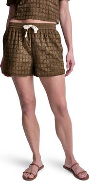 DKNY Geometric Eyelet Relaxed Drawstring Shorts