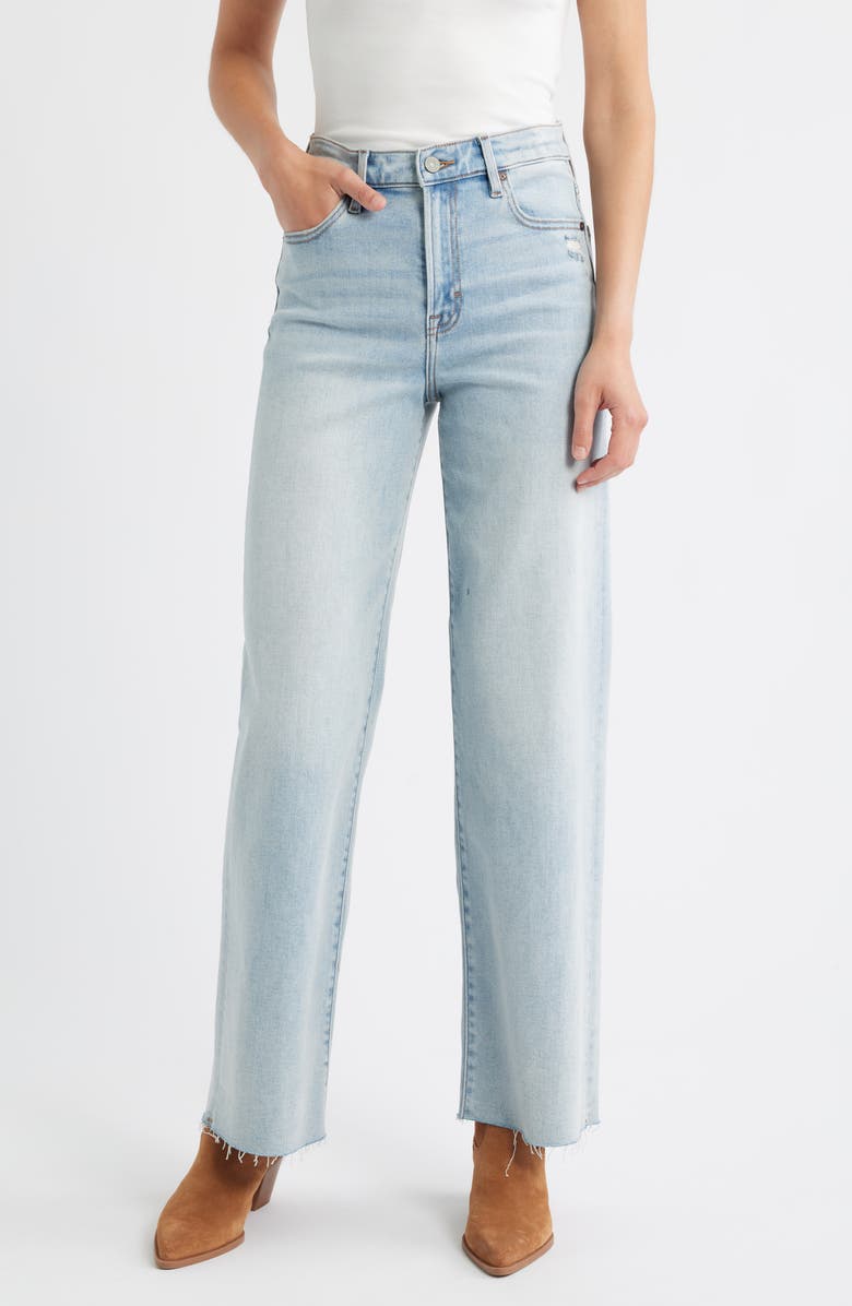 HIDDEN JEANS Clean Cut Wide Leg Dad Jeans, Main, color, Light Wash