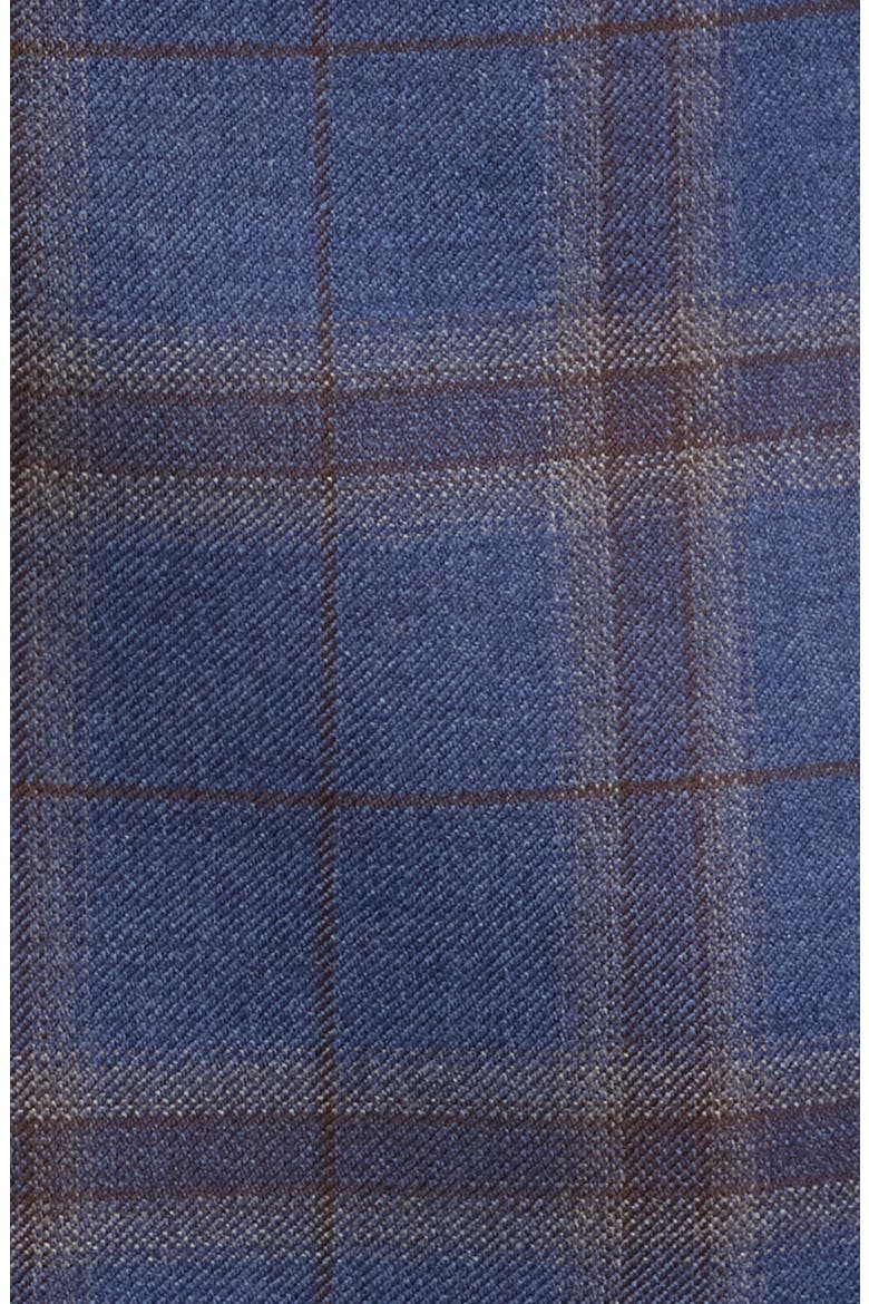 Flynn Classic Fit Navy & Brown Plaid Wool Sport Coat, Alternate, color, BLUE