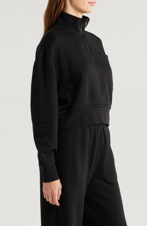 Shop Lunya Reversible Half Zip Sweatshirt In Immersed Black